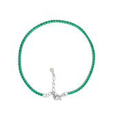 Asfour Crystal Tennis Bracelet With Turquoise Pear & Emerald Zircon In 925 Sterling Silver